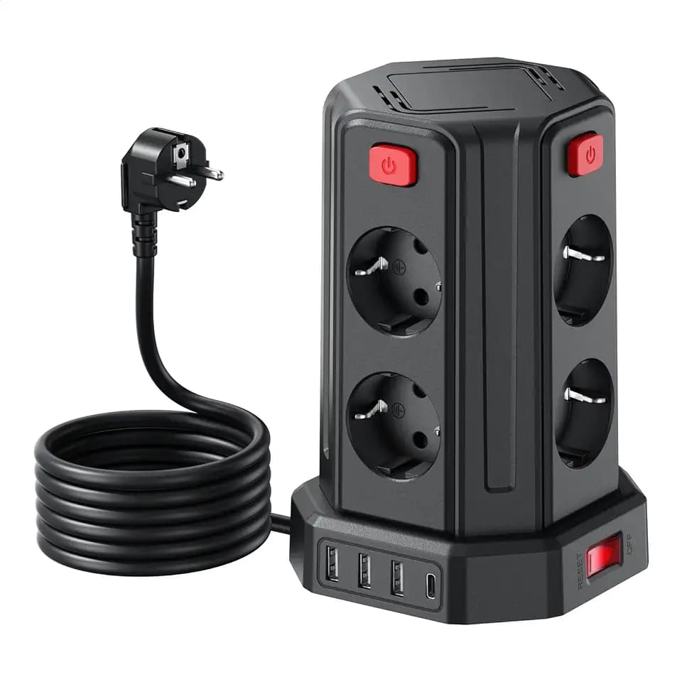 3 M Steckdosenleiste 4 einzeln schaltbar 8 Fach Mehrfachsteckdose mit 4 USB