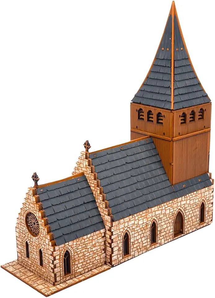 Chapel Medieval Church DIY Wooden Building Kit -308PCS; 8hrs Assembly time; Age Group 14+ - Realistic