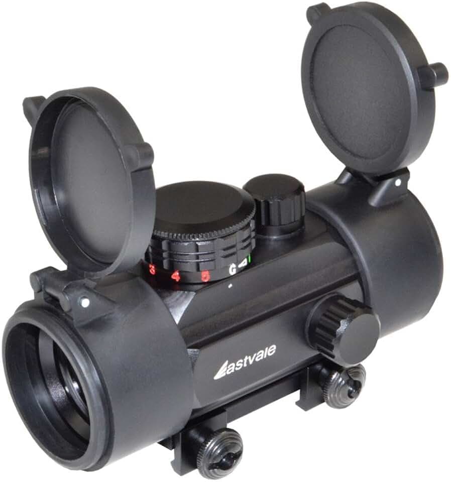 Eastvale (RD30 Red/Green Dot Sight with Picatinny Mount & Flip-Up Lens Covers Plus Batteries, 30mm, Black