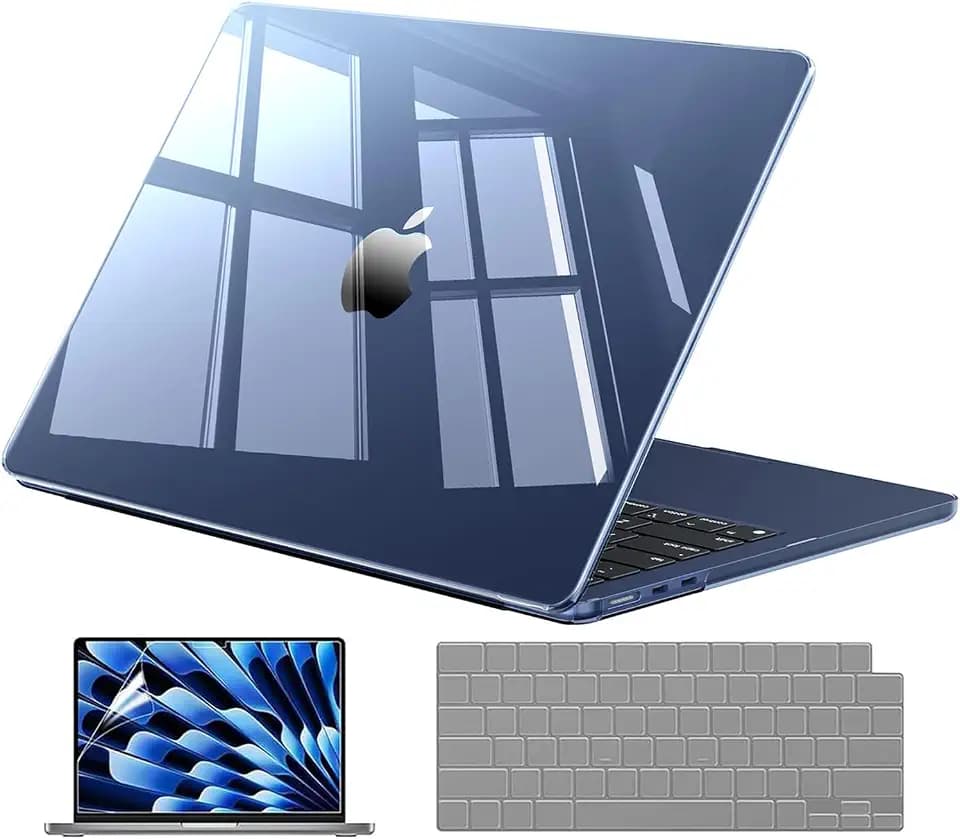EooCoo Case for MacBook Air 15 inch M5 M4 M3 M2 2026-2023, Crystal Midnight