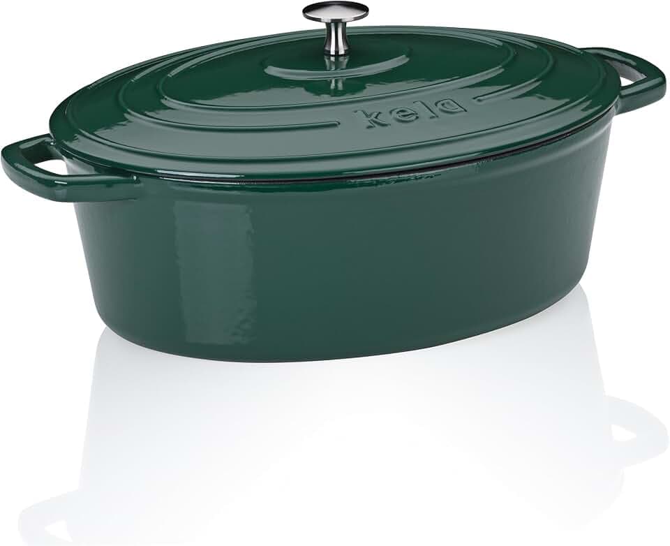 kela Bräter Gusseisen oval, 6l, Calido, Dutch Oven, Induktion, grün