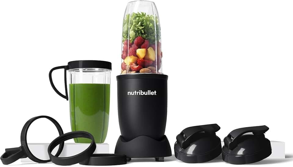nutribullet Pro 900, Elektrischer Mixer, zerkleinerer, Smoothie Mixer, Multifunktionsmixer, 900w leistung, 900ml und 710ml Becher, matt schwarz, NB910MB