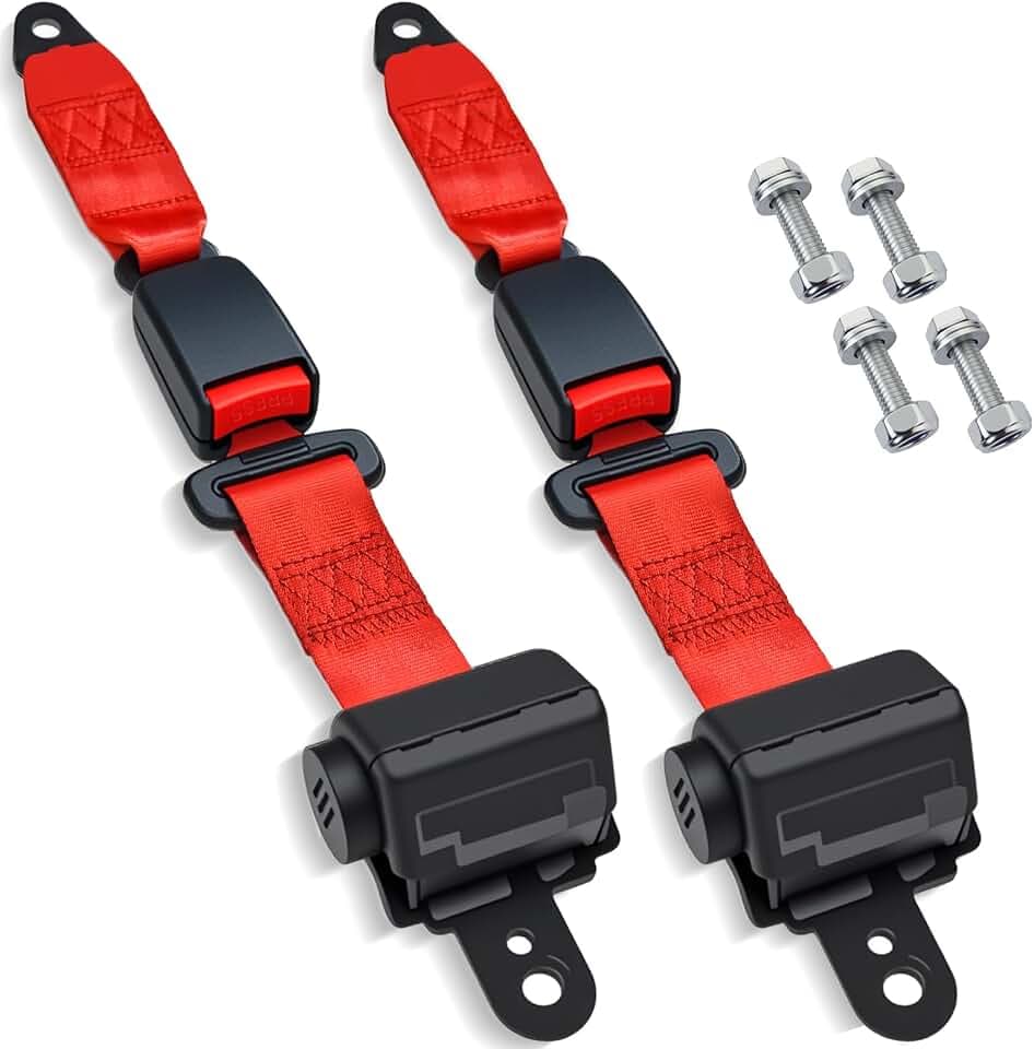 Retractable Golf Cart Seat Belts, Compatible with EZGO, Yamaha, Club Car DS Precedent Most Golf Cart(2 Set), for Golf Cart Frond and Rear Seats