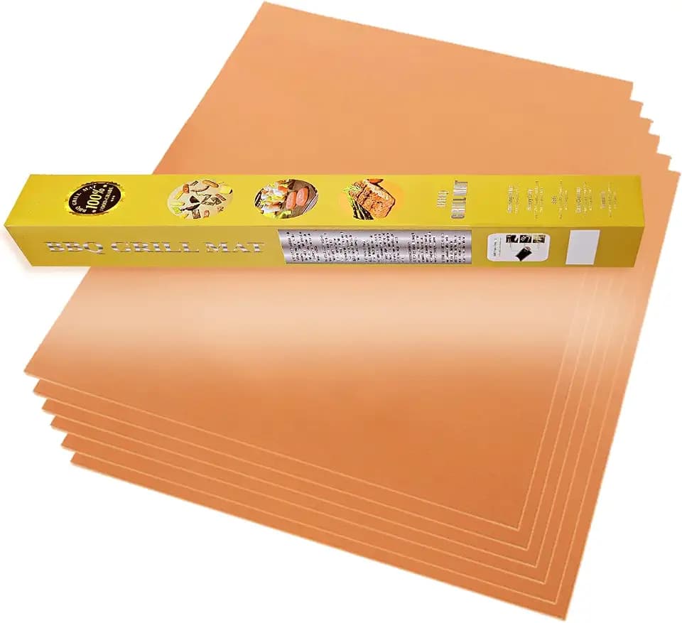Copper Grill Mats for Outdoor Grill Set of 6 - Nonstick Reusable Barbecue Matt Pad for BBQ Grilling Cooking (Copper 6pcs)