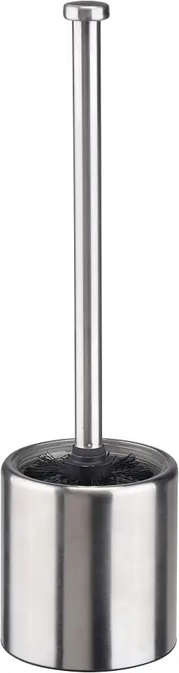 Bambelaa! Klobürste WC-Bürste WC-Garnitur WC-Bürstenhalter Edelstahl Glas Silber Schwarz Toilettenbürste mit Halter Edelstahlbehälter Glaseinsatz Badezimmer (ca. 10 x 36,5 cm)