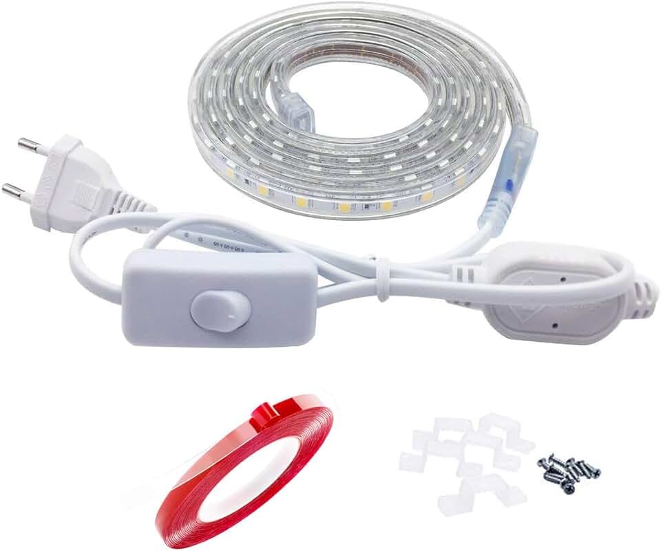 LED Streifen 1 Meter, LED Lichtleiste Wasserdicht IP65 LED Band Leiste mit Schalter, Leuchtband,1M, Weiß