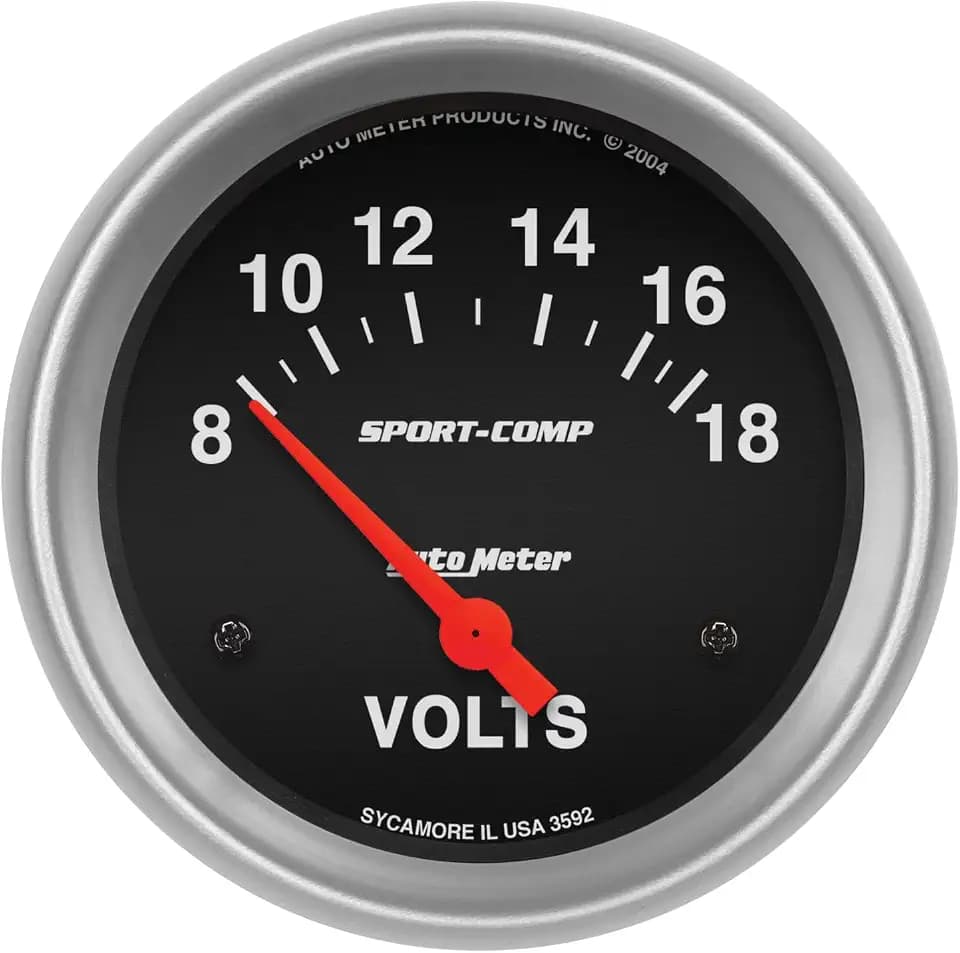 Auto Meter 3592 Sport-Comp Electric Voltmeter Gauge Regular, 2.625 in.