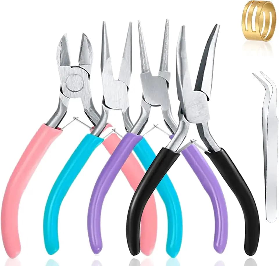Schmuckzange Set, 4 Stück zangen set zur schmuckzange set, Schmuck Zangenset enthält spitzzange,spitzzange ebogen,rundzange,kettenzange für DIY Handwerk Schmuckherstellung