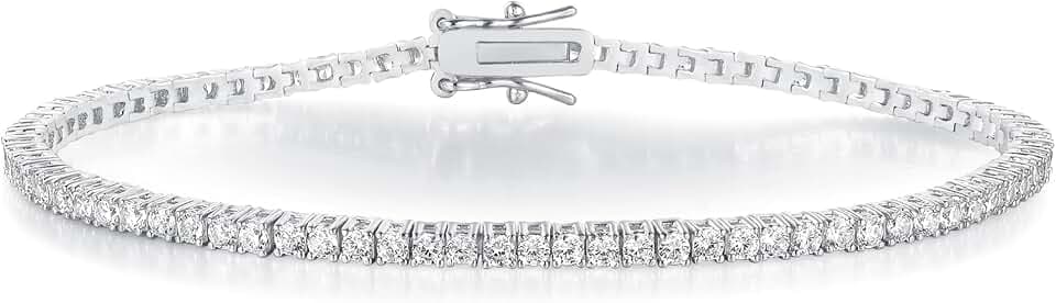 Gemsme Tennis Bracelet for Women Men, White/Yellow Gold Plated 5mm Round Cubic Zirconia Classic Tennis Bracelet(6-8inch)