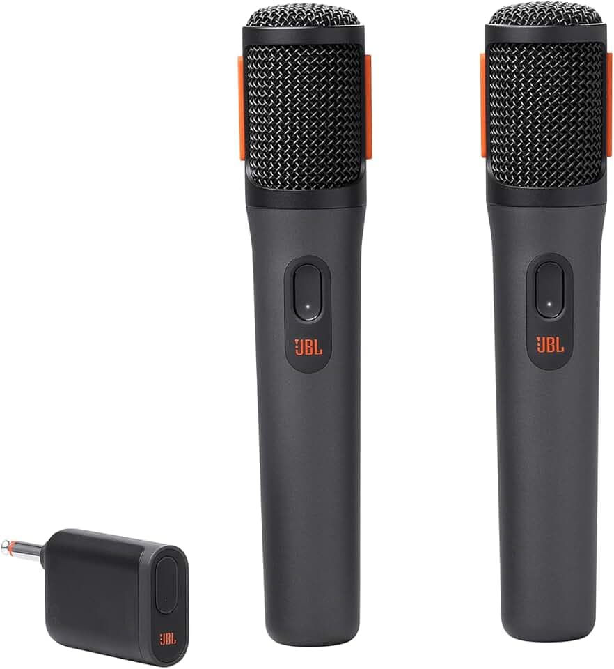 JBL PartyBox Wireless Mic – Set mit zwei digitalen kabellosen Mikrofonen und eingebautem Popfilter – Zubehör für die JBL PartyBox – Karaoke für zuhause