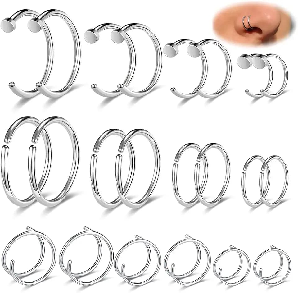 18G/20G/22G Softened Double Stainless Steel Hoop Nose Ring