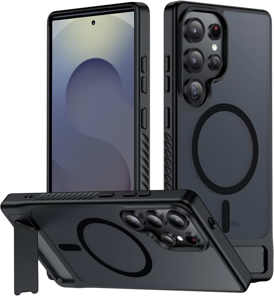 hitfine Magnetic for Samsung Galaxy S25 Ultra Case[Compatible with MagSafe][Built-in Invisible Kickstand][Military Grade Shockproof]Slim Translucent Matte Phone Case for Samsung Galaxy S25 Ultra 6.9"
