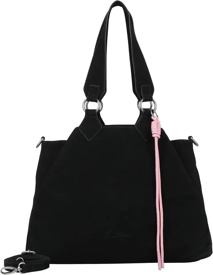 Fritzi Maia Jacky Shopper Bag Vegan Lederimitat Damen Handtasche Alltag Büro Reisen Reißverschluss abnehmbarem verstellbarem Schultergurt 40,5 x 29 x 15,5 cm – Schwarz, Rot, Grau, Pink, Blau, Olivgrün
