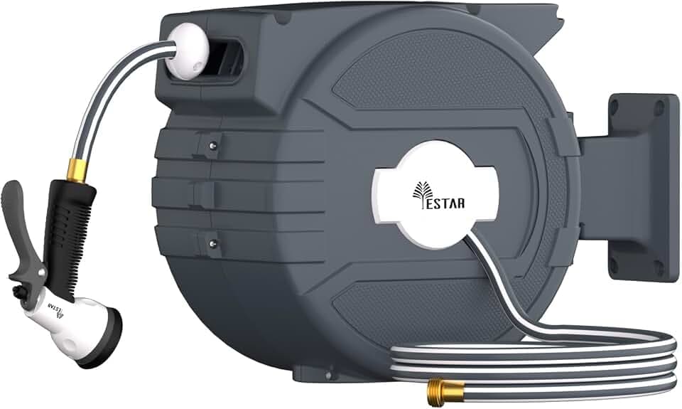 Retractable Garden Hose Reel 1/2 in x82 ft,Auto Slow Rewind System