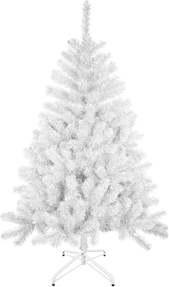 SOLAGUA NAVIDAD Künstlicher Weihnachtsbaum, Lametta-Blatt-Tanne 120–210cm Bäume mit Metallunterstützung (Glänzend Weiß, 180cm 477Tips)
