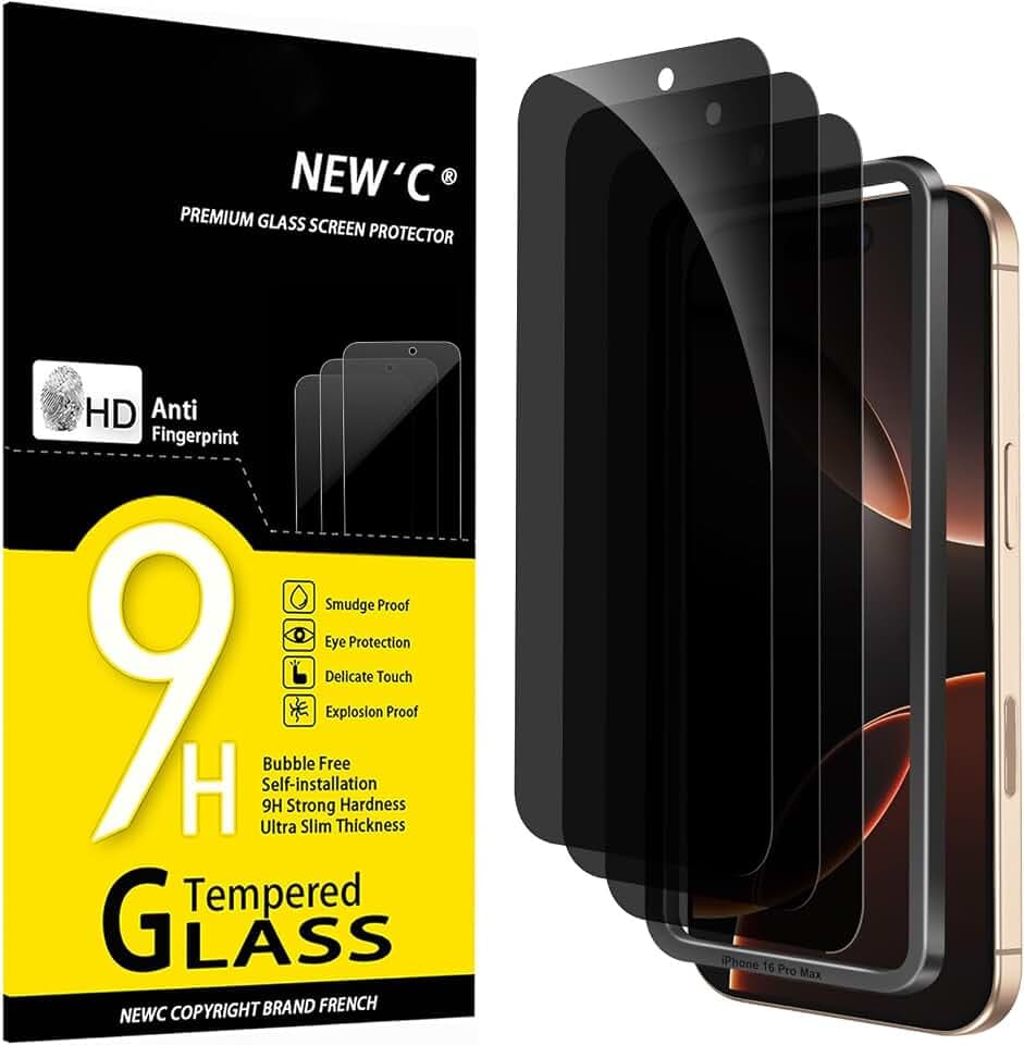 NEW'C für iPhone 17 Pro Max, iPhone 16 Pro Max für Sichtschutz Panzerglas