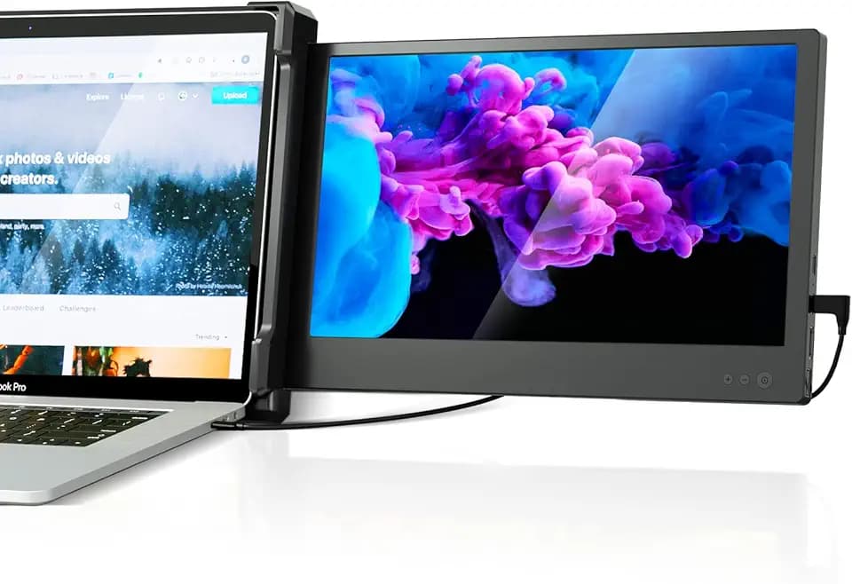 Alecewey Portable Monitor for Laptop Screen Extender Dual Monitor 12 Inch FHD 1080P IPS Display USB-A/Type-C/HDMI/Speakers for 13-16 Inch Computer Mac Windows Phone