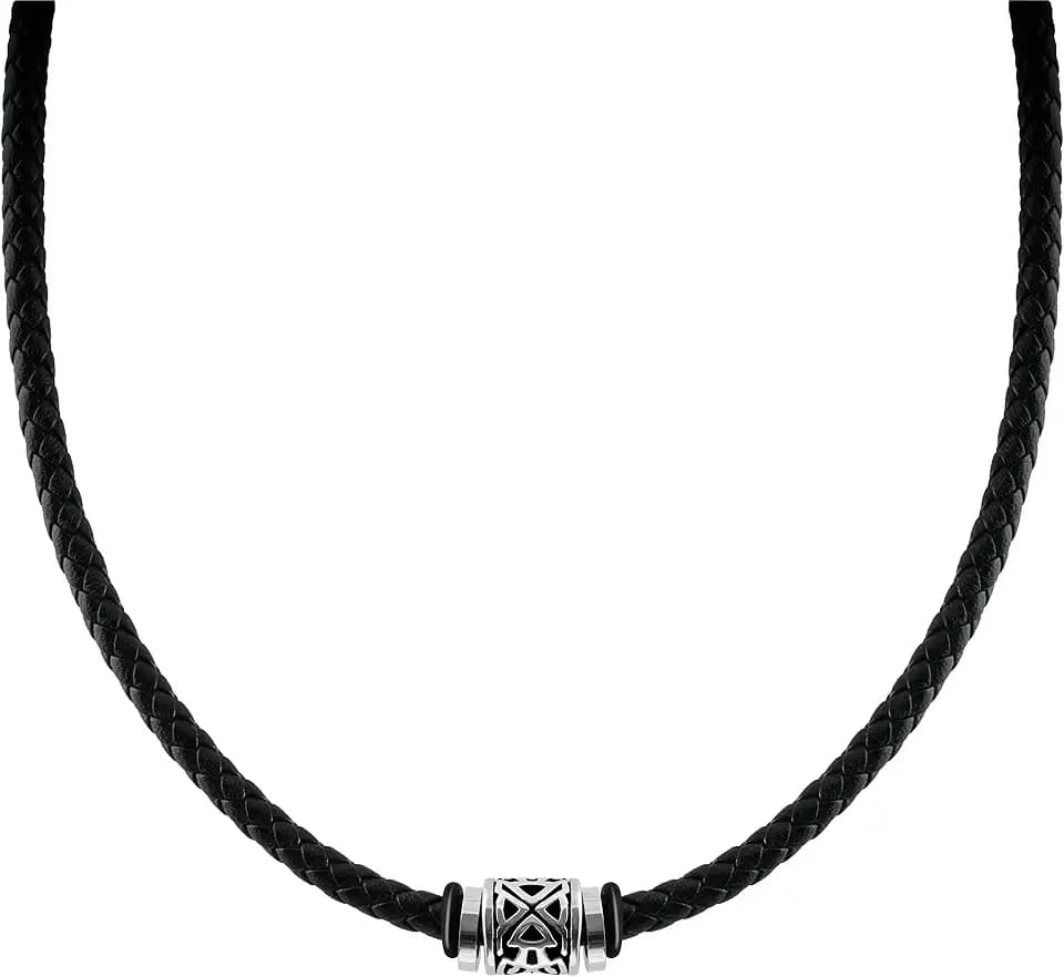 Leder Halskette, Halsband Edelstahl, CLede Herren Halsschmuck, anhänger kette, lederband Schwarz, lederkette Kommt in Schmuck Geschenk Box