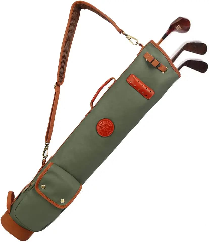 TOURBON Lightweight Canvas Golf Club Carry Bag for Men and Women - Green