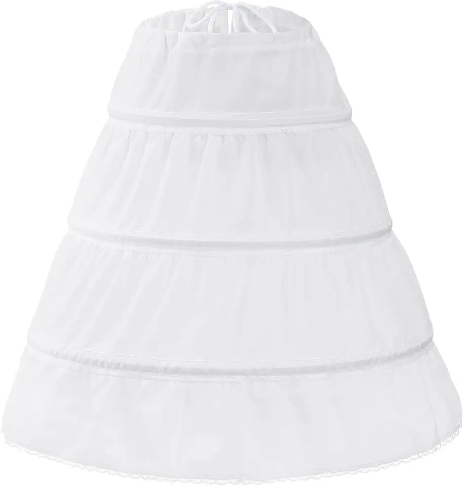 obmwang Girls Petticoat 3 Hoop Crinoline Skirt for Underskirt Ball Gown
