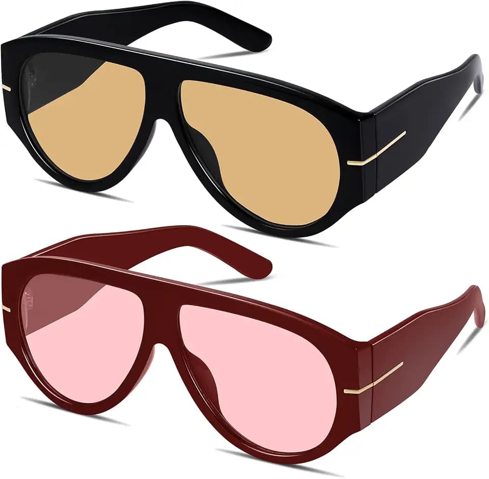 GRFISIA Oversized Aviator Sunglasses for Women Men 70s Retro Shades UV400