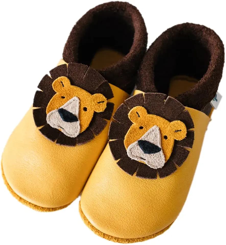 Krabbelschuhe Tiere aus Ökoleder Made in Germany Lauflernschuhe als Geschenk für Jungen & Mädchen Babyschuhe aus Leder weiche Lederpuschen Schlupfschuhe Hausschuhe