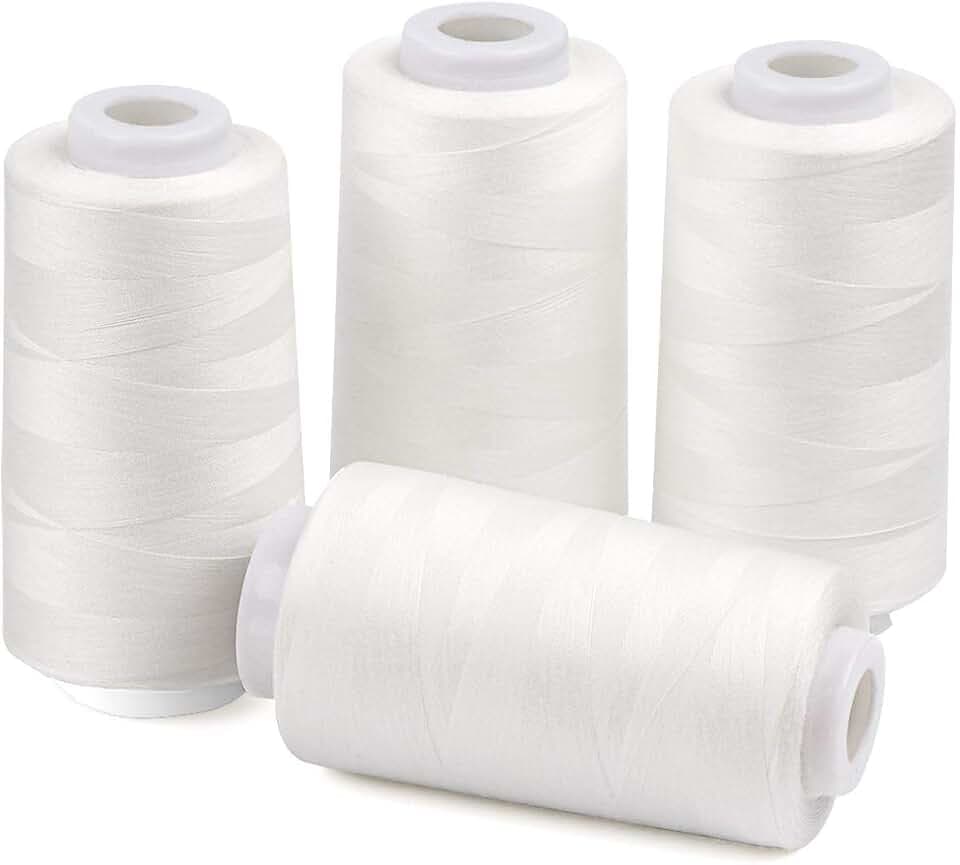 ilauke Fadenspulen für Nähmaschine, 4 Stück, Overlock-Garn, Spulen, weiß, für Nähmaschine bis 3000 Yards