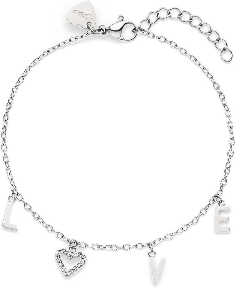 s.Oliver Damen Schmuck – Halsketten & Armbänder mit LOVE-Anhänger aus Edelstahl in verschiedenen Farben - Romantische Geschenkidee