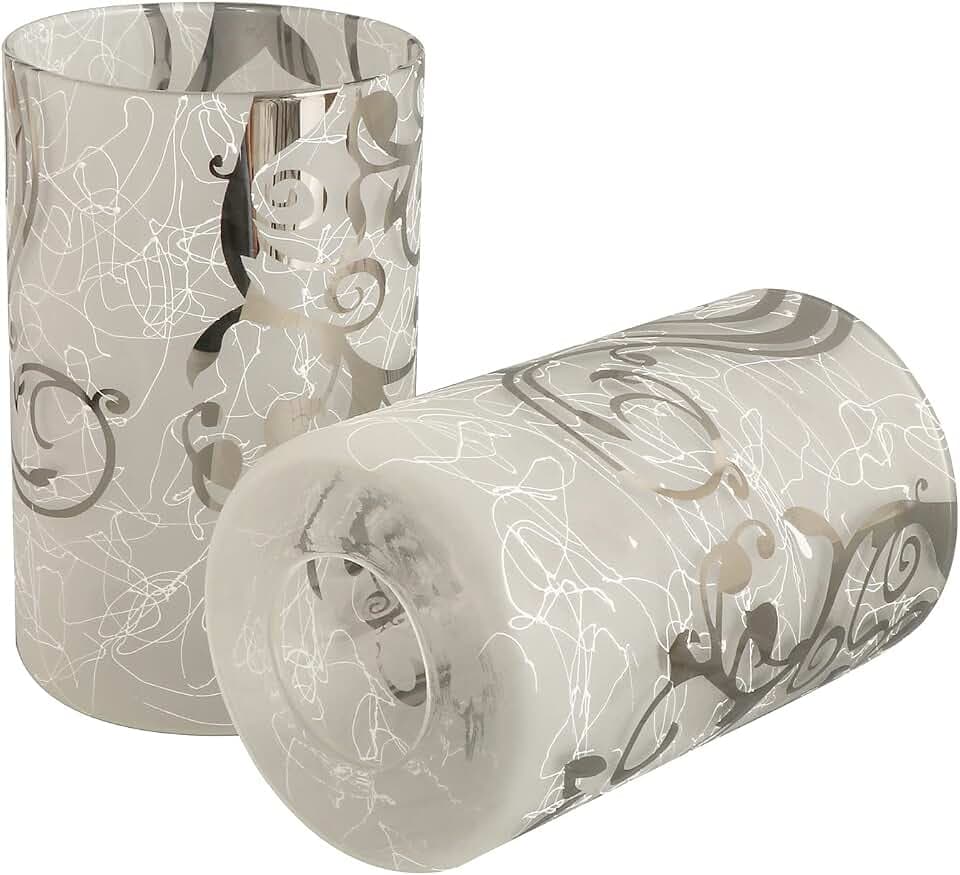 Electroplated Floral Pattern Replacement Glass Lamp Shade 2 Pack, Frosted Glass Light Cover for Light Fixture,Glass Shade for Wall Sconce,Kitchen Pendant Light,Bedside Lamp,1 5/8 Inch Fitter