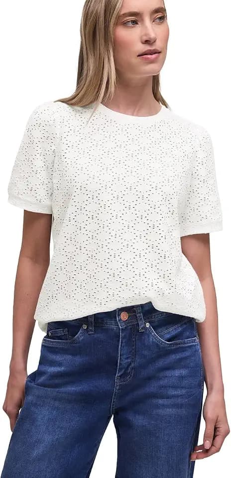 Damen Kurzarm Shirt mit Rundhals aus Spitze