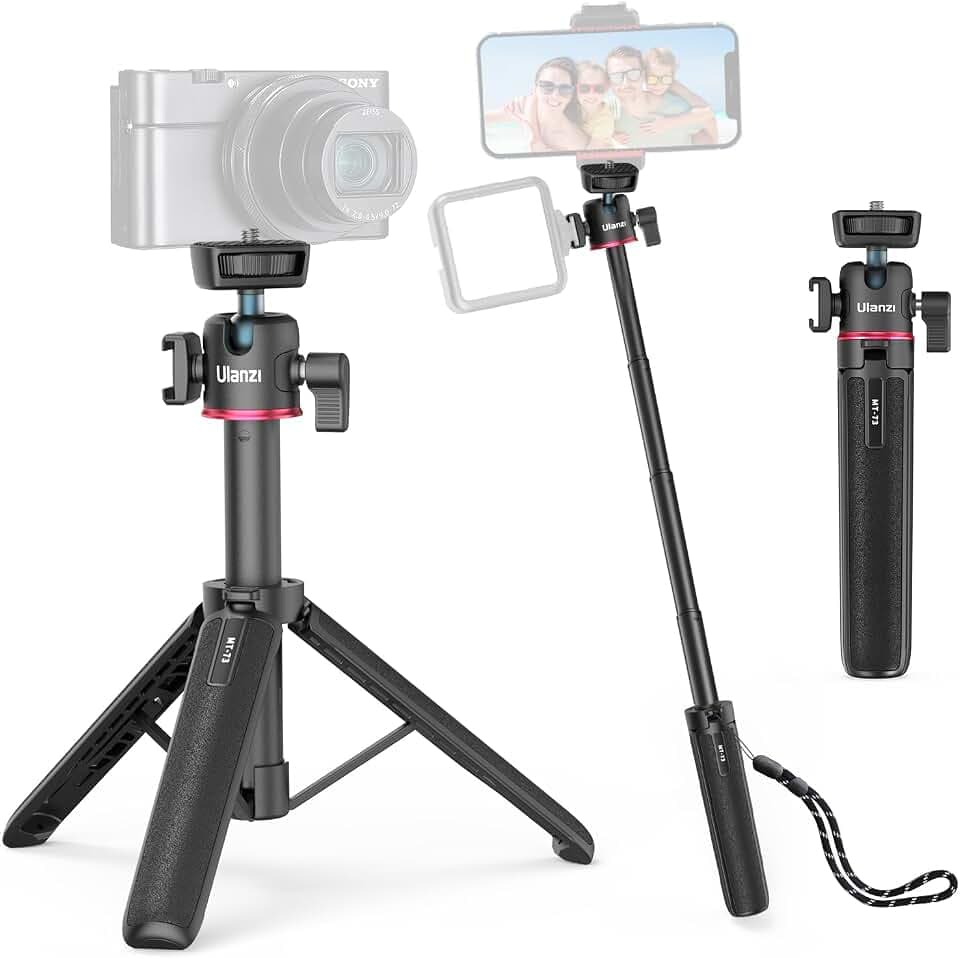 ULANZI MT-73 Mini Kamera Stativ 54cm/21.6in Mit 1/4'' Schraube, Reise Stativ, Pocket Tripod Kompatibel Mit Compact Kameras