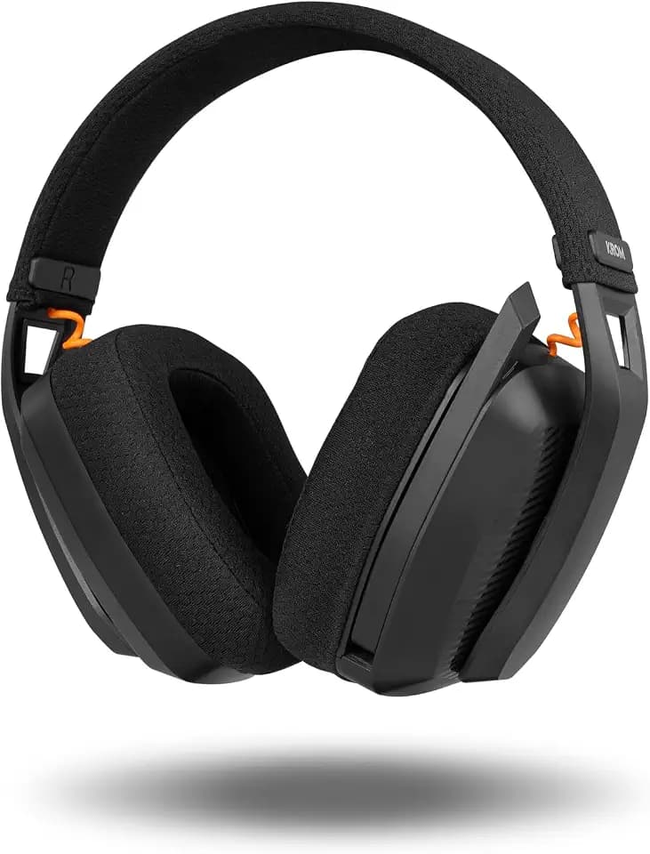 KROM KANJI – Kabelloses Gaming-Headset mit Bluetooth 5.3, 2,4 GHz & USB, 40-mm-Treibern, omnidirektionalem Mikrofon, Lautstärke- & Stummschaltung am Ohrhörer, verstellbarem, leichtem Kopfband, Schwarz