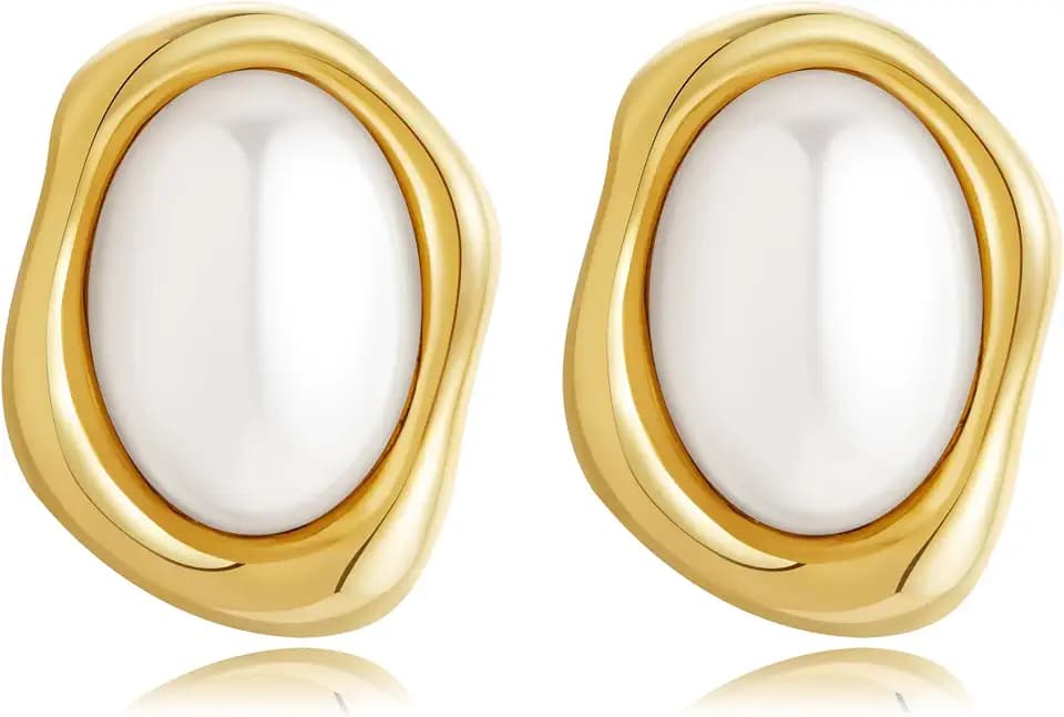 Gold Baroque Pearl Earrings Irregular Pearl Earrings Hypoallergenic for Women Jewelry