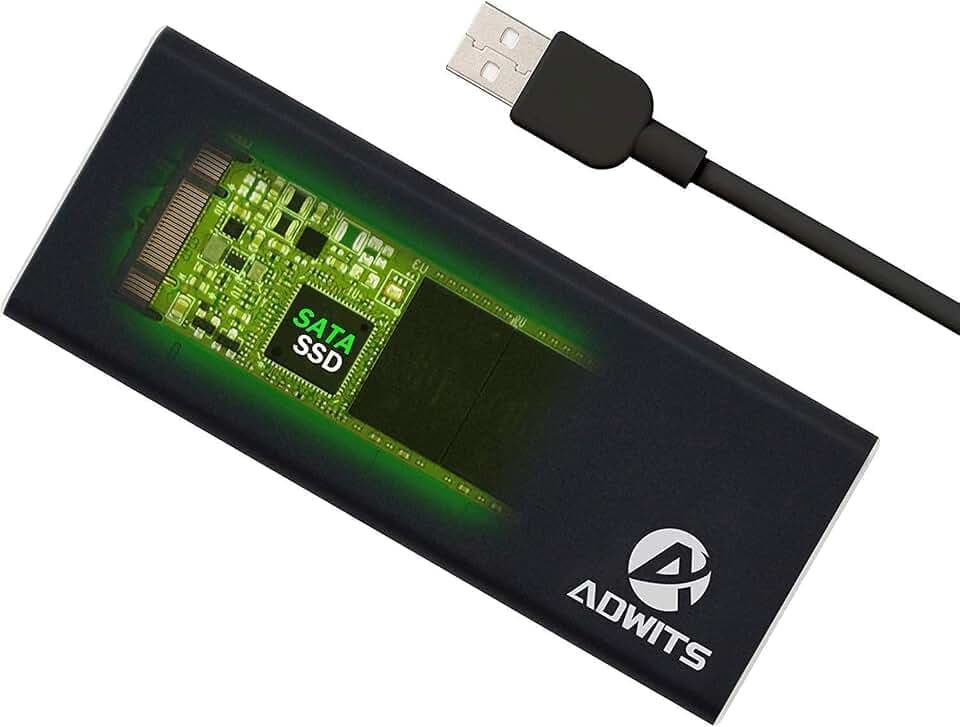 SSD Festplattengehäuse für SATA NGFF M.2 SSD Festplatten | USB 3.0 Gehäuse auf M.2 Adapter (NGFF) | UASP Unterstützung, Schwarz