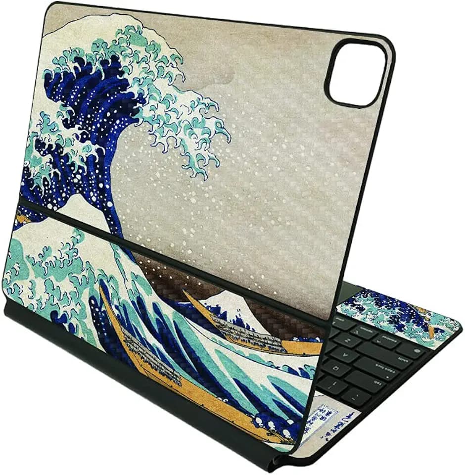 MightySkins Carbon Fiber Skin Compatible with Apple Magic Keyboard for iPad Pro 12.9" (3rd-6th Generation) - Great Wave of Kanagawa | Protective, Durable Textured Carbon Fiber Finish | Made in The USA