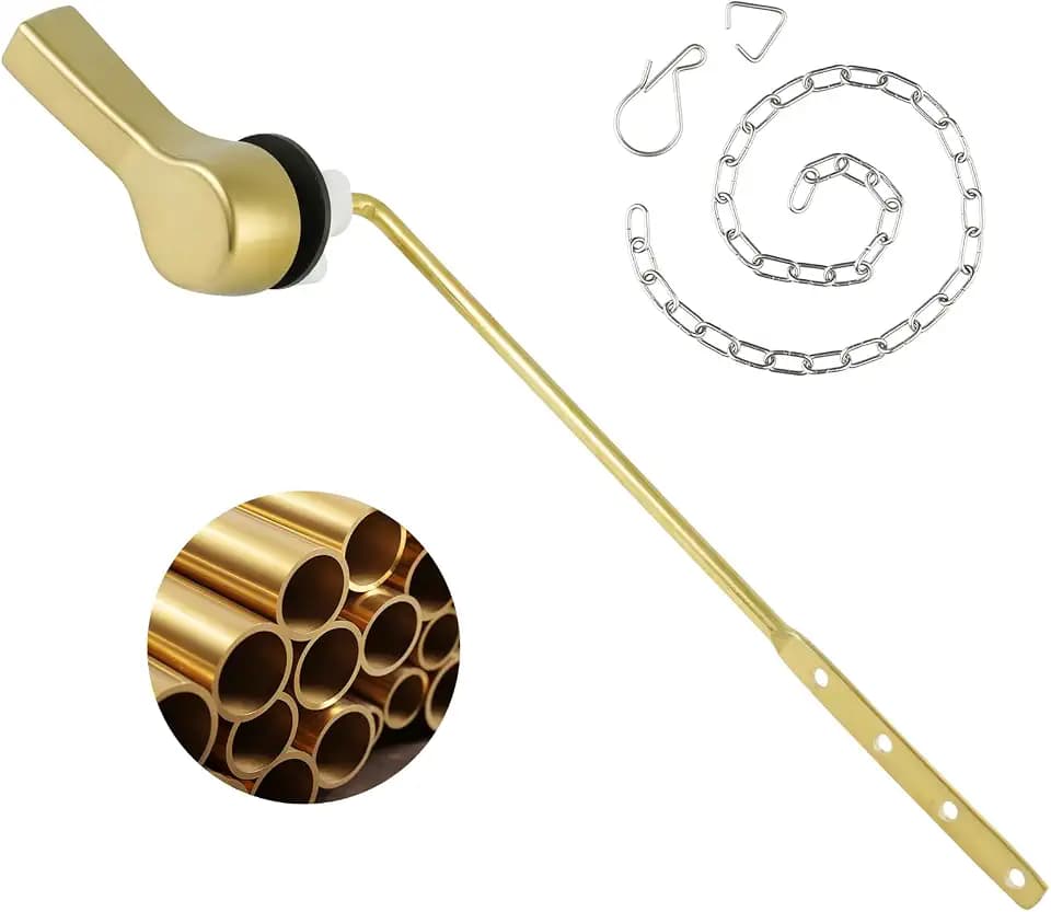 Universal Metal Brushed Gold Toilet Handle Replacement, Brass/Front Mount