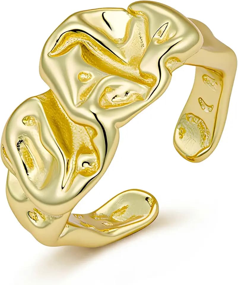 ALEXCRAFT Silber 925 14K Gold Ringe für Damen Groß Texturring Daumen Ringe
