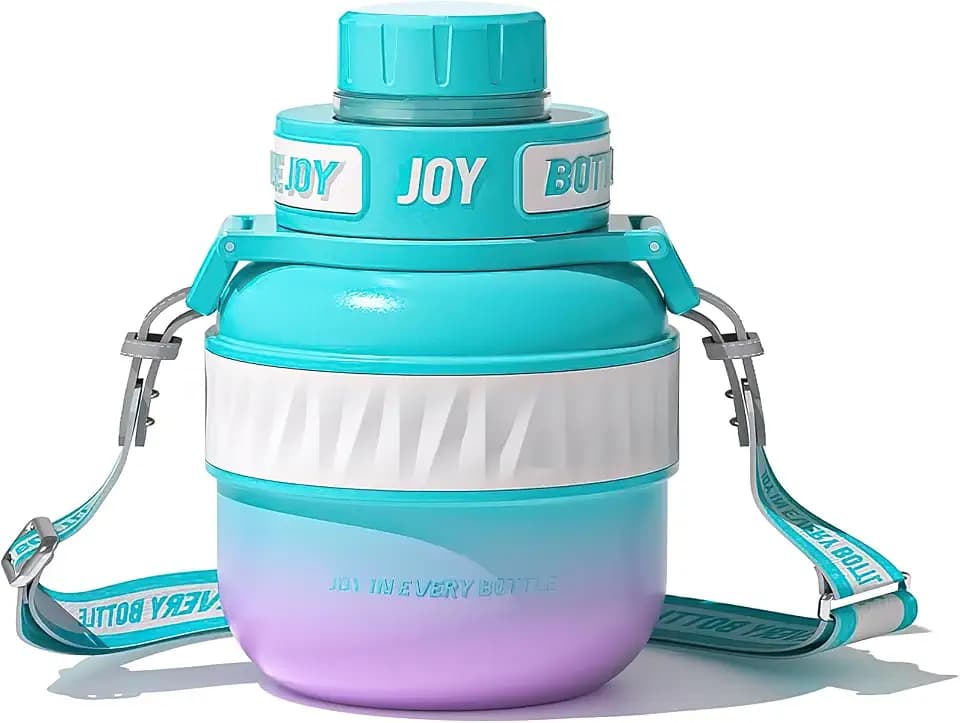 BOTTLE JOY Stainless-Steel Water Bottle: Kids Water Bottle,Leakproof Lid, Perfect Sip, Double Insulated, Eco-Friendly, Dishwasher Safe & Stylish Strap, Gifts for Kids (Violet Mermaid, 16 oz)