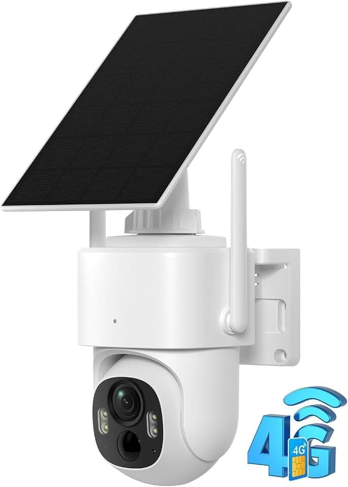 Woox 4G LTE Überwachungskamera Aussen Solar, 2K 3MP HD, 360° PTZ Outdoor Kamera Solar Akku ohne WLAN mit Farbnachtsicht, AI-Erkennung, Lokaler & Cloud-Speicher