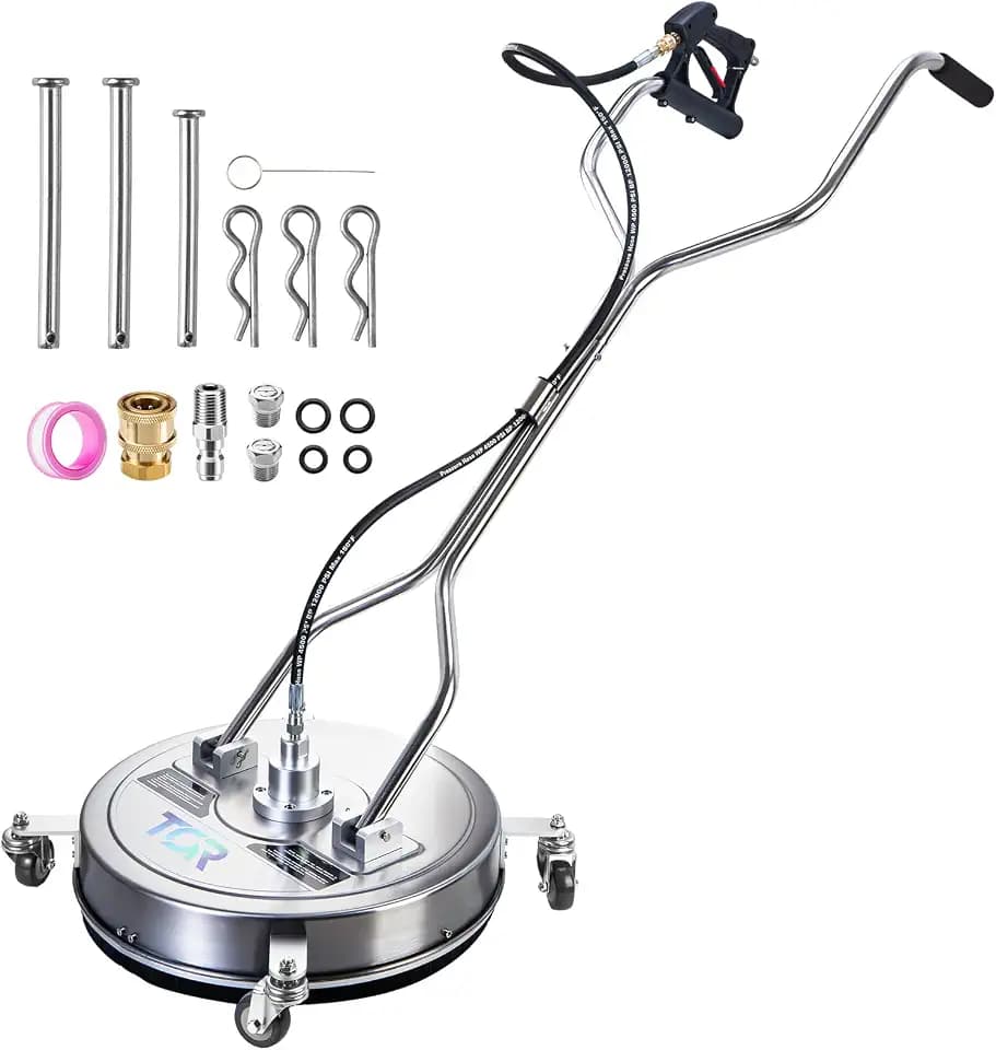 20" Pressure Washer Surface Cleaner with 4 Wheels, Surface Cleaner for Pressure Washer, Stainless Steel Dual Handle Power Washer Surface Cleaner for Concrete, Driveway, Patio, Sidewalk