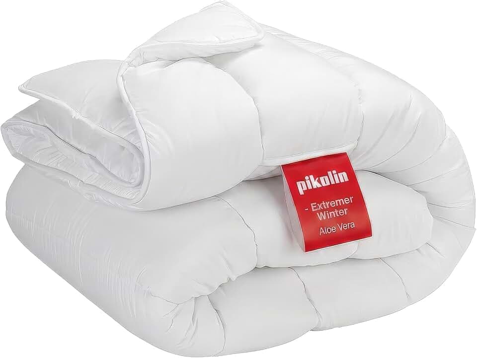 PIKOLIN Bettdecke 220 x 220 cm. Sehr dicke Winter-Steppdecke mit 500g Aloe Vera Faserfüllung, Hautfreundlich und Atmungsaktiv, Für sensible Haut, Extrawarm, Hypoallergen