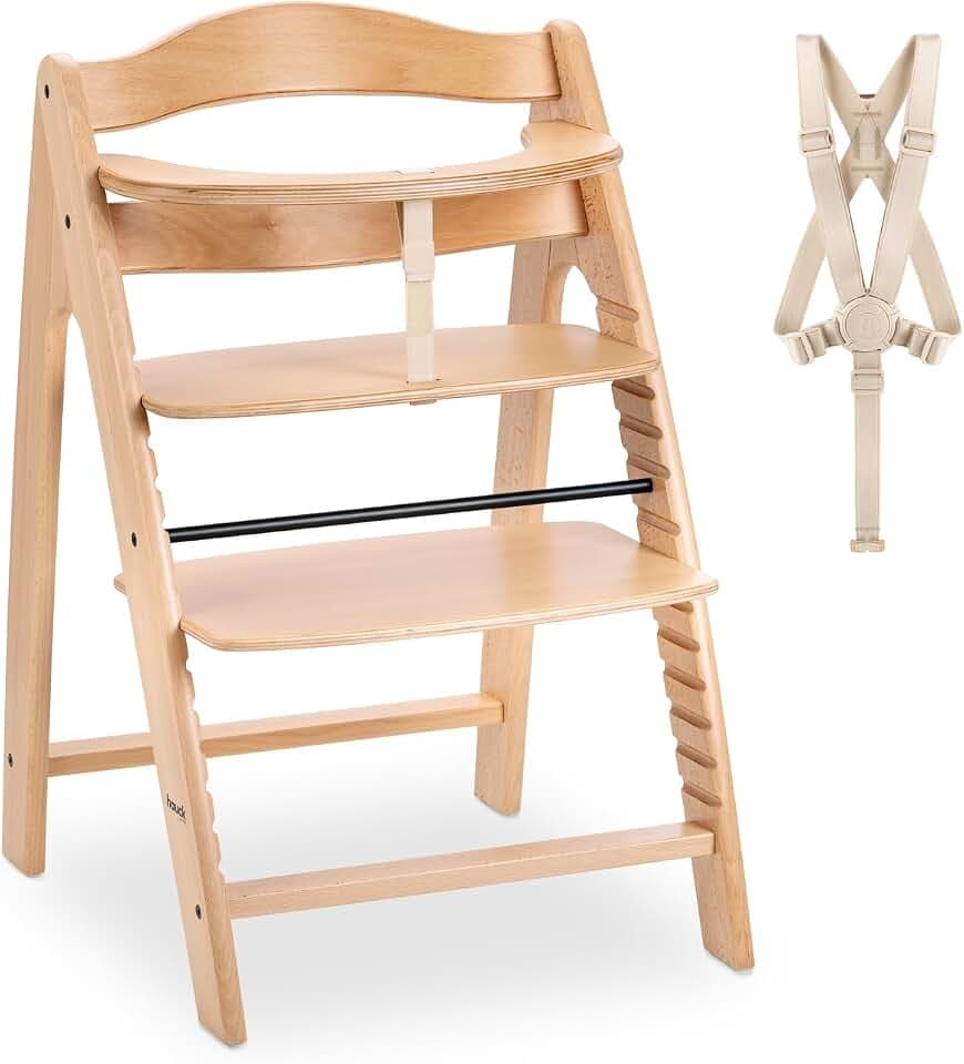 hauck Arketa Holz Hochstuhl Baby mitwachsend ab 6 Monaten bis 130 kg, Buche