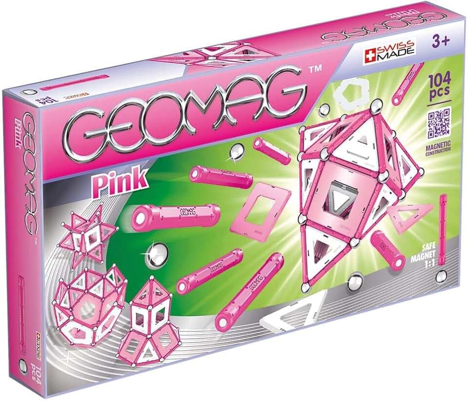 GEOMAG CLASSIC ROSA 104 Teile Magnetisches spielzeug für Kinder, Geschenk für Jungen und Mädchen im Alter von 5 6 7 8 9 10 11 12 13 Jahren, magnetische Konstruktionen, Kinderspielzeug