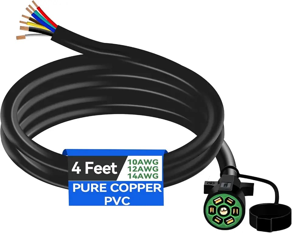 4 Ft 7 Pin Trailer Plug 10-14AWG 7 Pin Trailer Wiring Harness