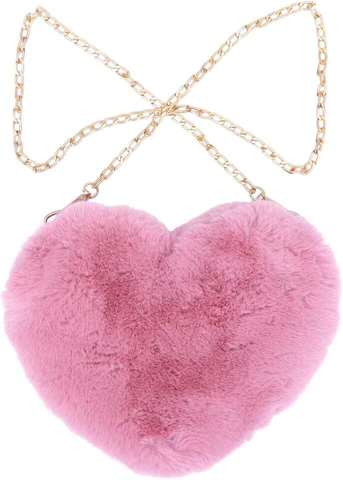 TENDYCOCO Herzförmige Handtasche Kunstfell Umhängetasche weiche Umhängetasche Handtasche, Roter Gummi., 25 * 20CM