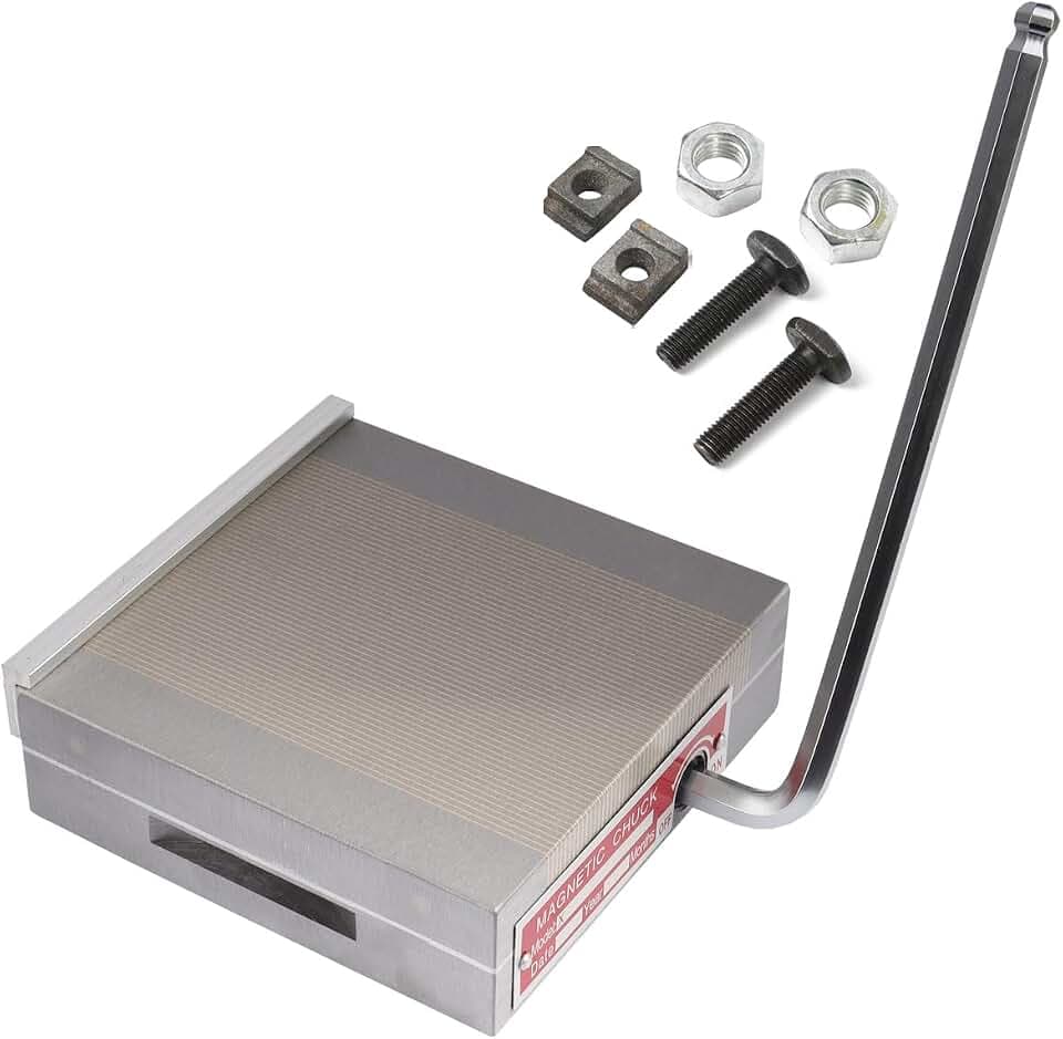 6x6Inch Rectangular Magnetic Chuck (150x150mm), Permanent Magnet Chuck with 100-120 N/cm² Magnetic Force for Surface Grinding Machine