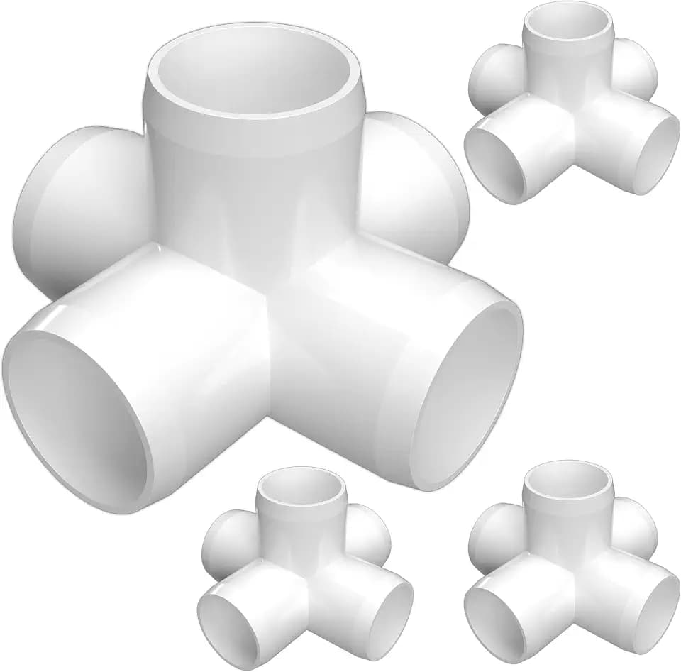 FORMUFIT 1" 5-Way Cross Furniture Grade PVC Fitting in White, Made in USA, UV-Resistant, Impact-Proof, 1.315" Actual Socket Diameter (Pack of 4) - F0015WC-WH-4