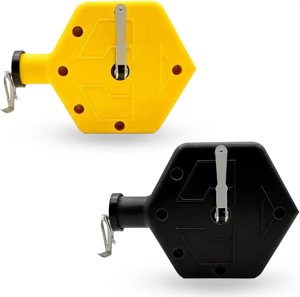 2PCS Heavy Duty Chalk Line, Professional Construction Marking Tool, 100-Foot Line, Ergonomic Design, for Measuring and Layout (Yellow & Black), Chalk Not Included