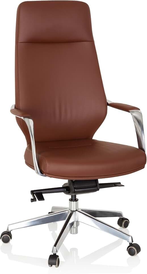 hjh OFFICE 600984 Eleganter Chefsessel Velvet Kunstleder Braun Bürosessel mit hoher Rückenlehne