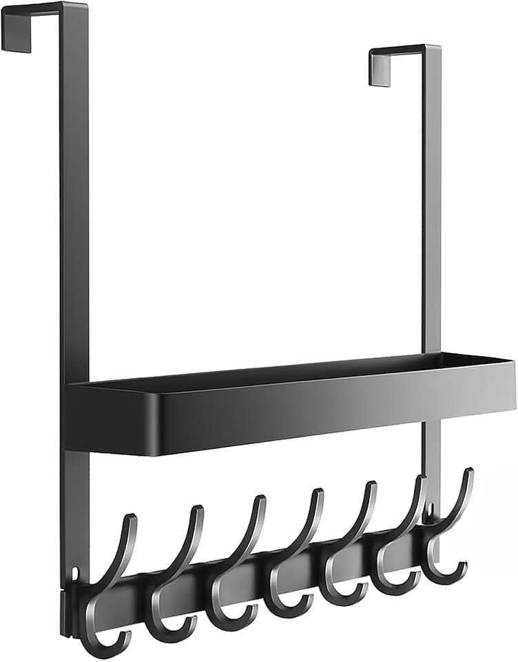 INMORVEN Türhaken zum Einhängen, Haken Türhaken aus Edelstahl – Platzsparende Türgarderobe ohne Bohren, Kleiderhaken für Bad, Küche & Flur, Hängeregal mit stabilem Design (7 Haken)